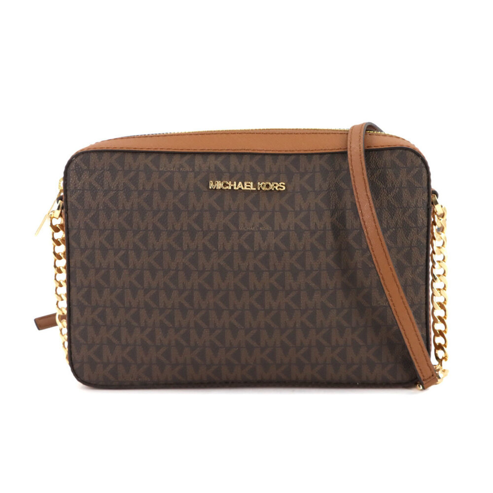 Michael Kors Chain Shoulder Handbag, Leather, Brown, 35F8GTTC3B, Gold Hardwar...